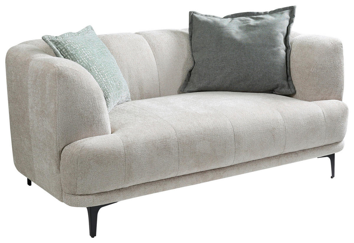2-SITZER-SOFA in Flachgewebe Creme  - Creme/Schwarz, Design, Textil/Metall (166/77/106cm) - MID.YOU