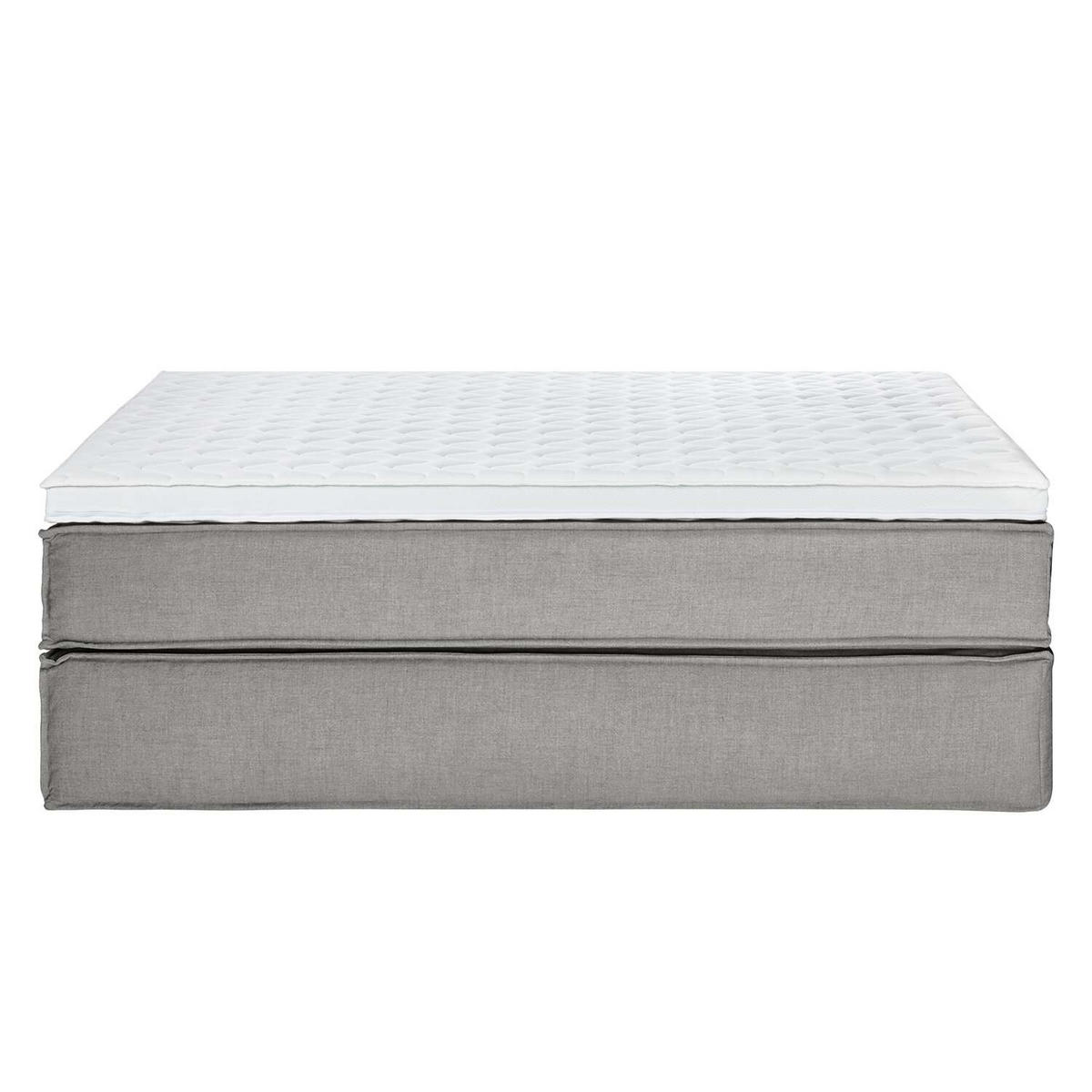 BOXSPRINGBETT 200/200 cm  in Hellgrau  - Hellgrau/Schwarz, Design, Textil (200/200cm) - home24