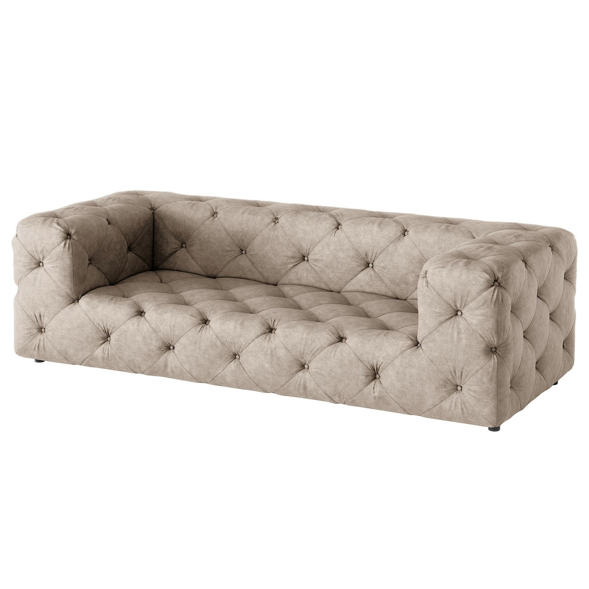 3-SITZER-SOFA Mikrofaser Cappuccino  - Schwarz/Cappuccino, Design, Kunststoff/Textil (230/71/100cm) - P & B