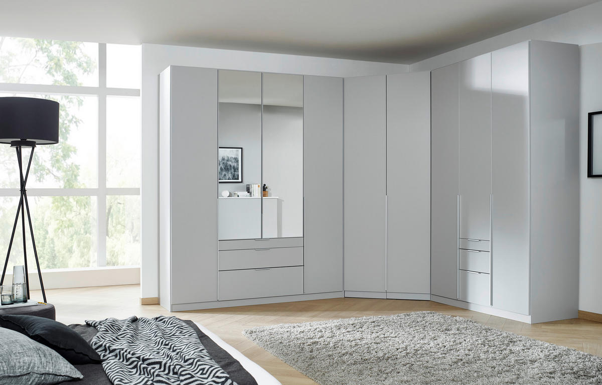 DREHTÜRENSCHRANK 181/229/54 cm 4-türig Hellgrau, Silberfarben  - Silberfarben/Hellgrau, MODERN, Holzwerkstoff (181/229/54cm) - Rauch Möbel