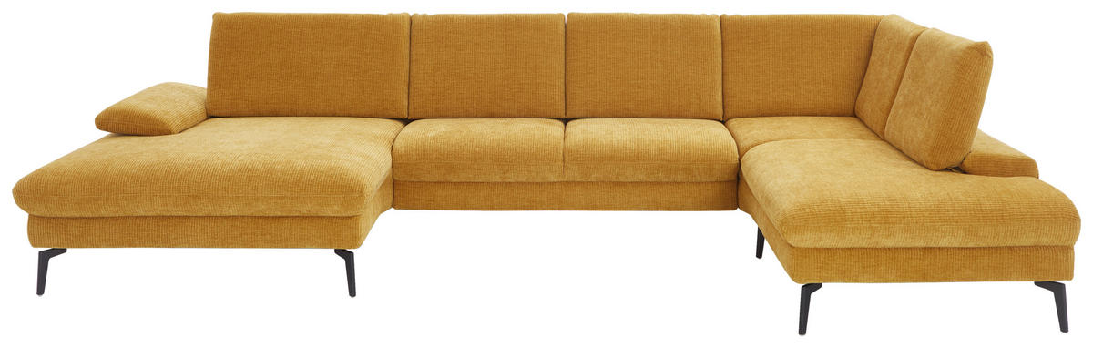 WOHNLANDSCHAFT in Webstoff Currygelb  - Currygelb/Schwarz, Design, Textil/Metall (157/354/208cm) - Dieter Knoll