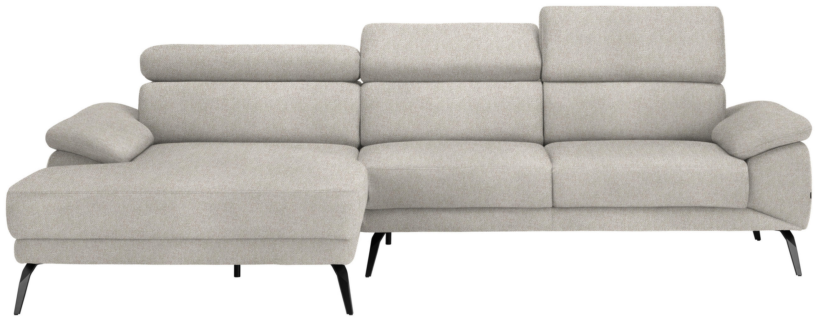 ECKSOFA in Velours Beige  - Beige/Schwarz, Design, Textil/Metall (187/295cm) - Novel