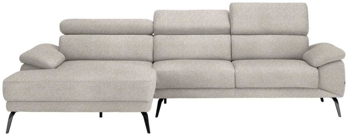 ECKSOFA in Velours Beige  - Beige/Schwarz, Design, Textil/Metall (187/295cm) - Novel