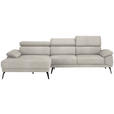 ECKSOFA in Velours Beige  - Beige/Schwarz, Design, Textil/Metall (187/295cm) - Novel