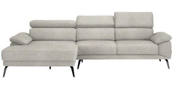 ECKSOFA Beige Velours - Beige/Schwarz, Design, Textil/Metall (187/295cm) - Novel