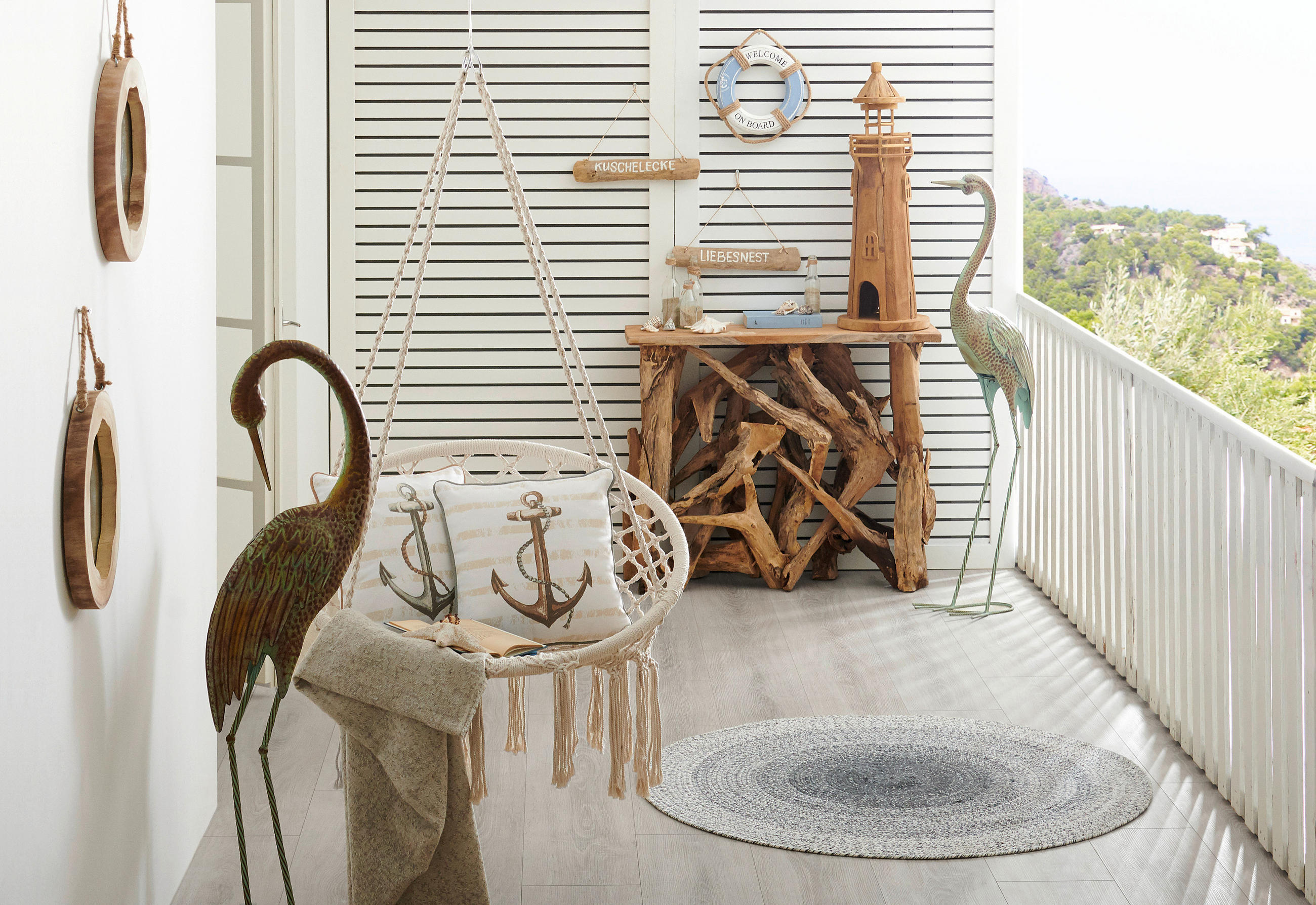 HÄNGESESSEL - Creme, LIFESTYLE, Textil/Metall (120/80/80cm) - Ambia Home