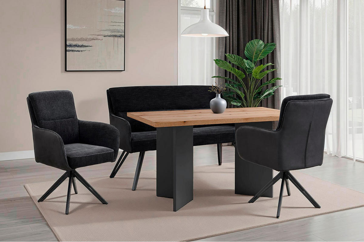 SITZBANK - Schwarz, MODERN, Textil/Metall (140/94/67cm) - MID.YOU