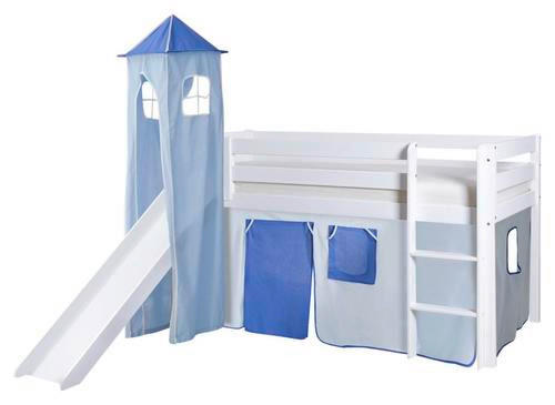 SPIELBETT Kiefer massiv 90/200 cm Weiß, Hellblau, Dunkelblau  - Weiß/Dunkelblau, Natur, Holz (90/200cm) - MID.YOU