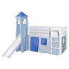 SPIELBETT Kiefer massiv 90/200 cm Weiß, Hellblau, Dunkelblau  - Weiß/Dunkelblau, Natur, Holz (90/200cm) - MID.YOU