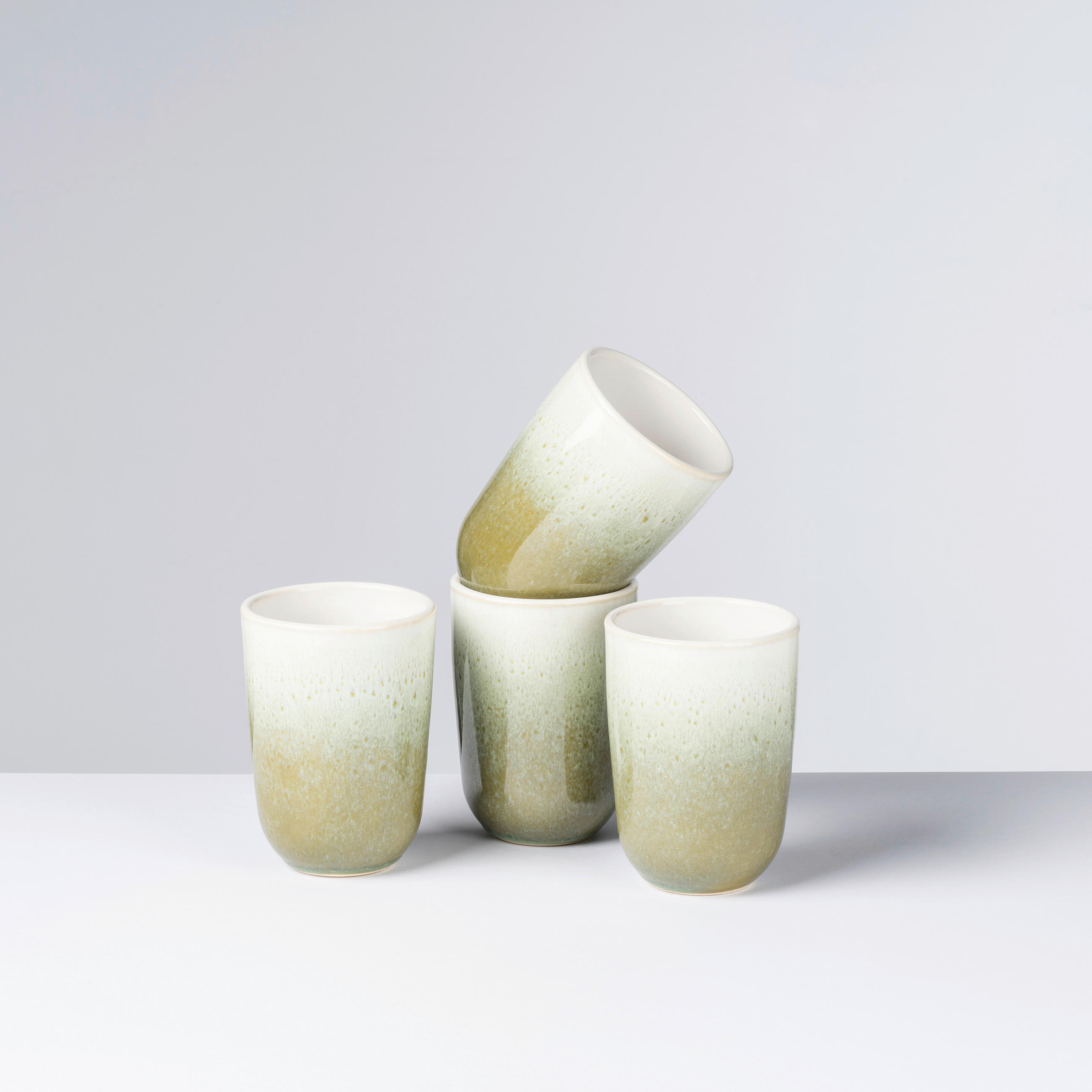 KAFFEEBECHERSET FLUSSUFER 4-teilig  - Grün, Basics, Keramik (8,4/11,5cm) - Gipfelstück