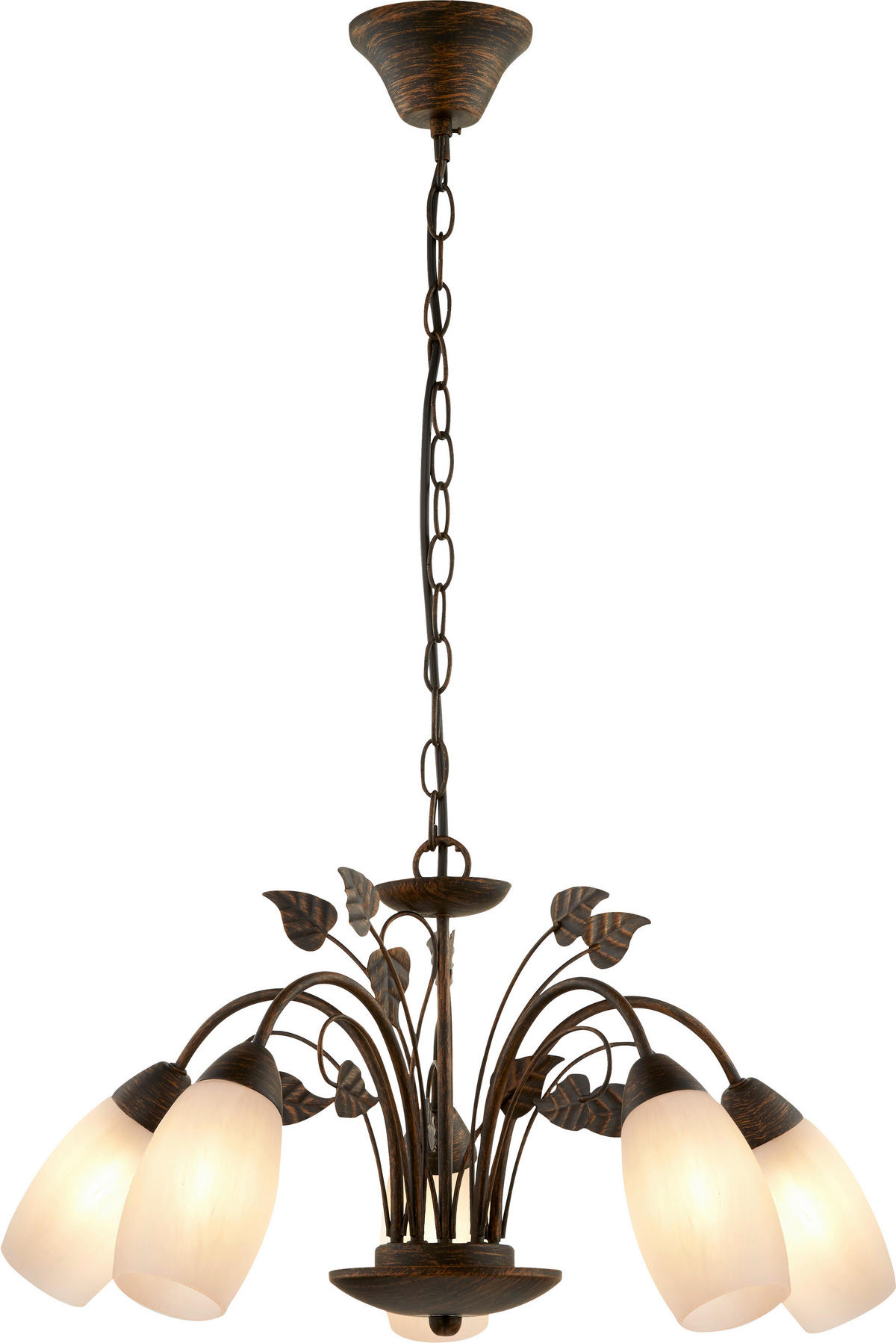 HÄNGELEUCHTE 50/150 cm   - Rostfarben/Weiß, KONVENTIONELL, Glas/Metall (50/150cm)