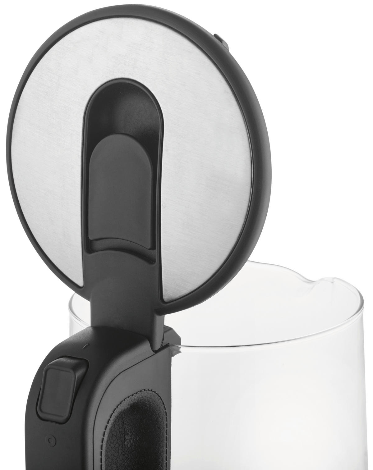 WASSERKOCHER GOURMETmaxx 1,7 L  - Edelstahlfarben/Schwarz, Basics, Glas/Kunststoff (21/15/24cm)