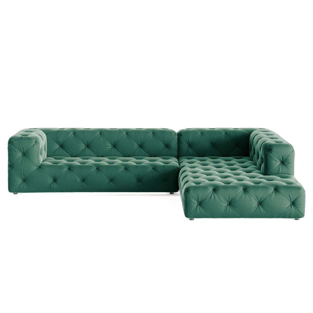 ECKSOFA Fresco in Samt Dunkelgrün  325/228 cm  - Dunkelgrün/Schwarz, Design, Kunststoff/Textil (325/228cm) - P & B