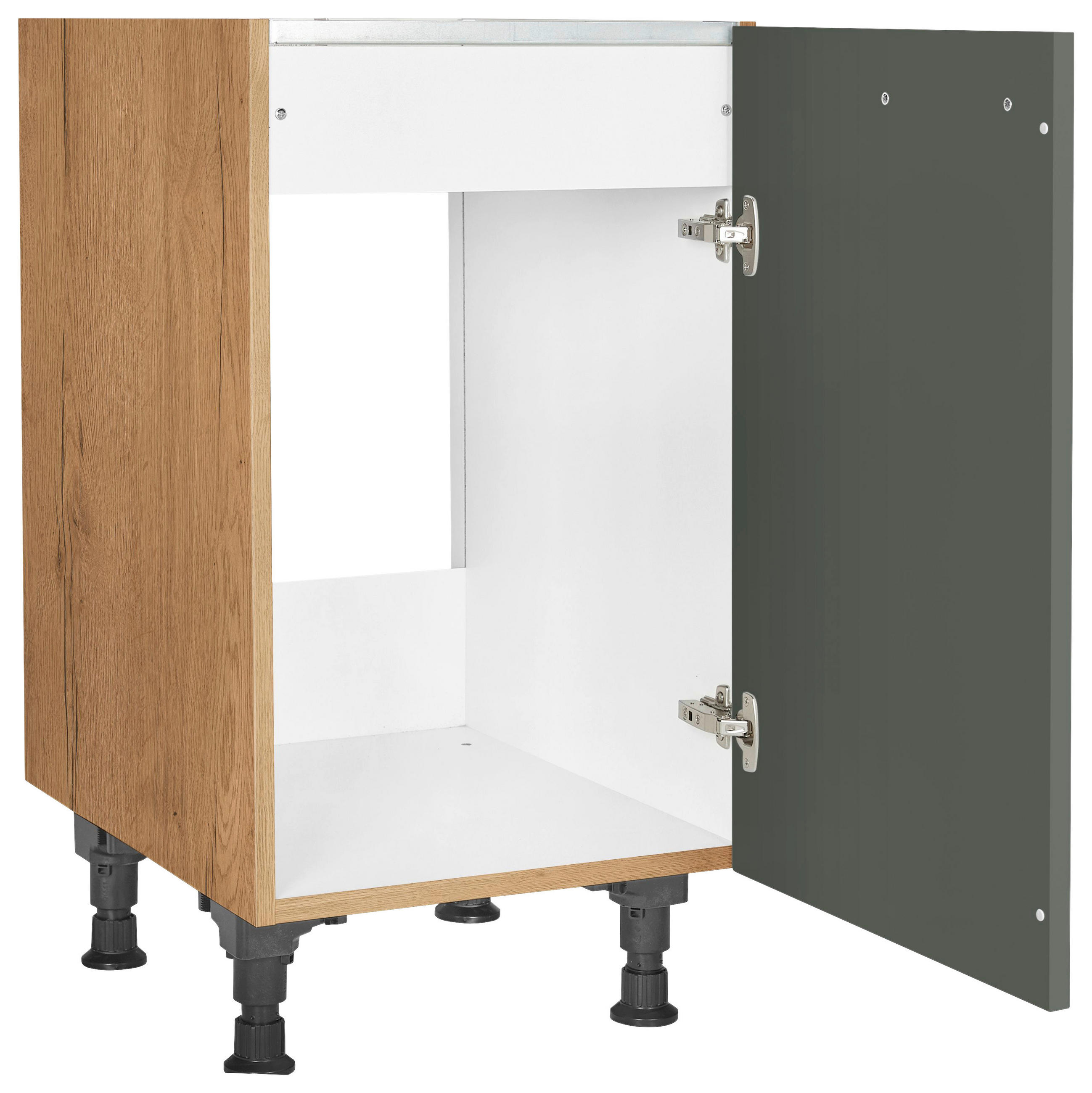 SPÜLENUNTERSCHRANK 45,0/87,0/56,0 cm  in Grün, Eichefarben  - Eichefarben/Schwarz, MODERN, Holzwerkstoff/Metall (45,0/87,0/56,0cm) - Nobilia