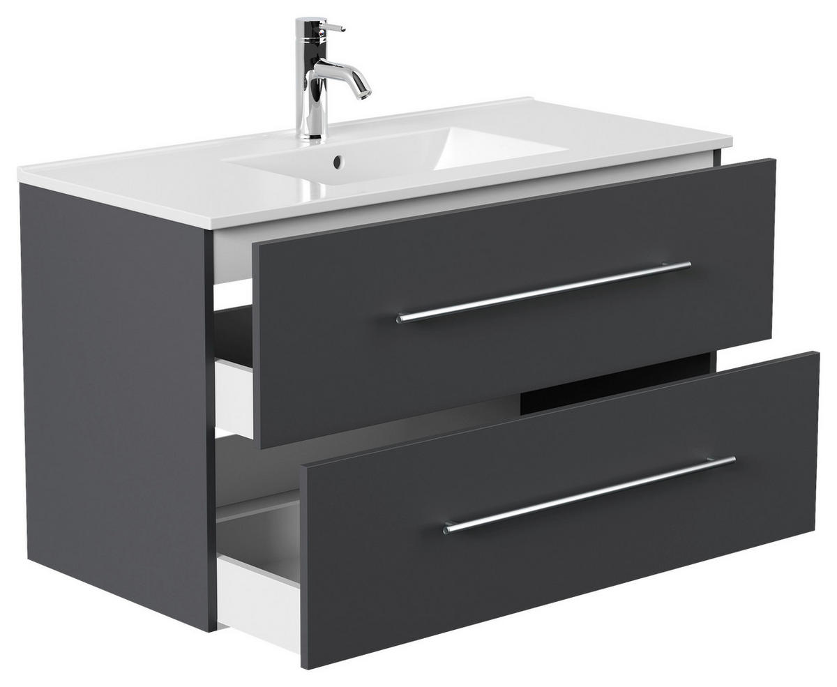 WASCHTISCHKOMBI 101 cm  - Graphitfarben/Weiß, Basics, Keramik/Holzwerkstoff (101cm) - MID.YOU