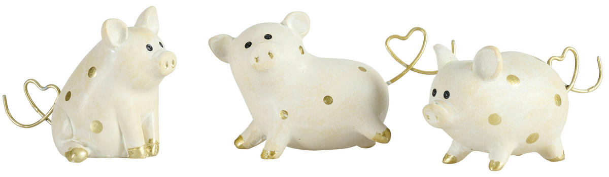 DEKORAČNÉ PRASIATKO - zlatá/krémová, Basics, plast (4cm)
