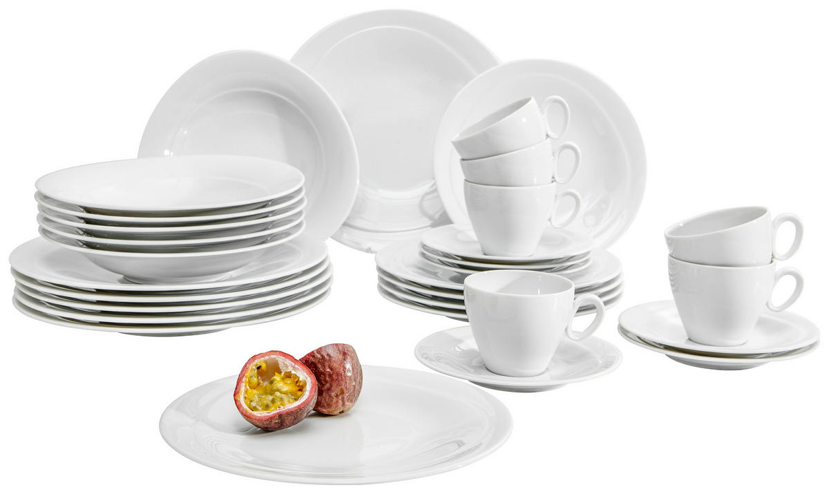KOMBISERVICE Weiß Trio Weiss 30-teilig 6 Personen  - Weiß, Basics, Keramik - Seltmann Weiden