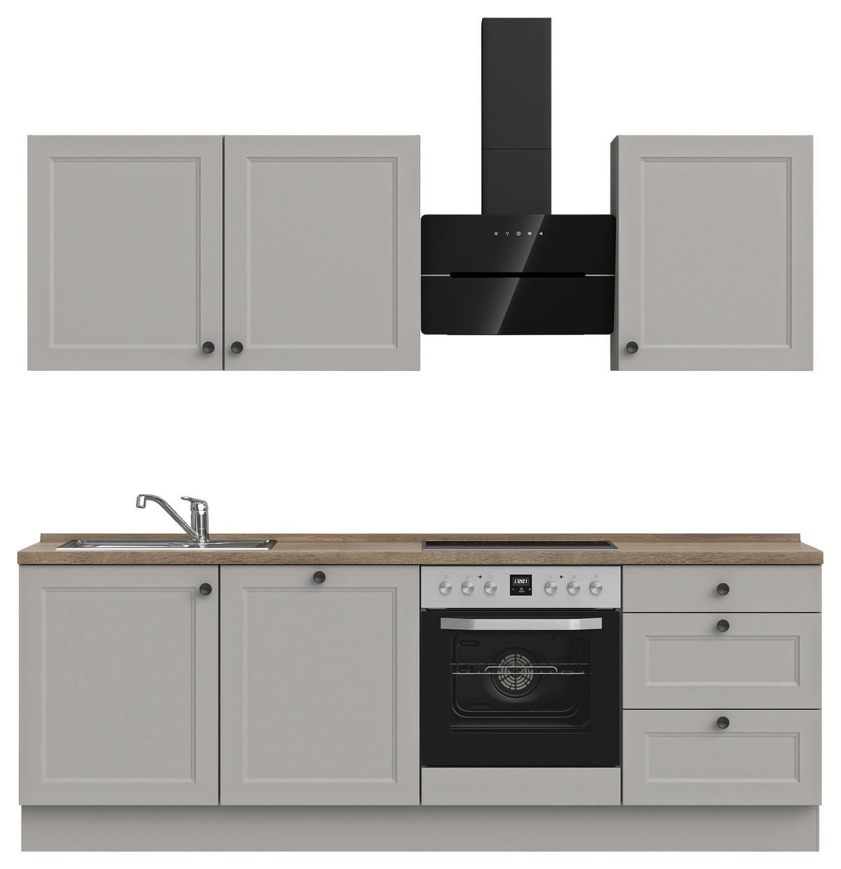 KÜCHENLEERBLOCK Cascada 240 cm  in Grau, Eiche dunkel  - Eiche dunkel/Schwarz, MODERN, Holzwerkstoff/Metall (240cm) - Nobilia