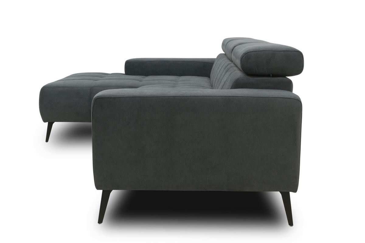 ECKSOFA TRENTO Dunkelgrau Mikrofaser  - Dunkelgrau/Schwarz, MODERN, Textil/Metall (287/175cm) - MID.YOU