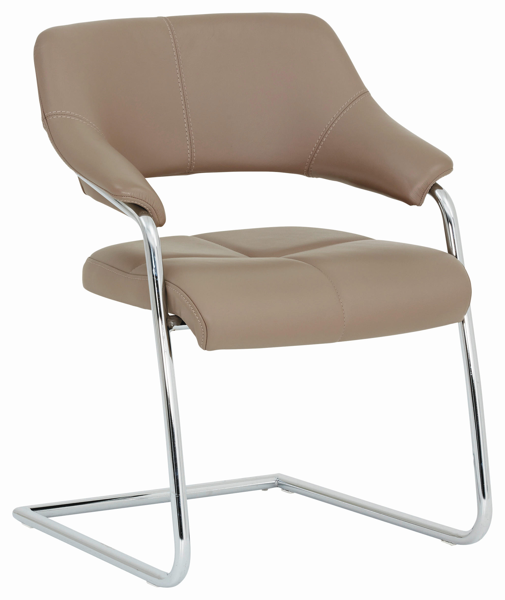 STOLICA S NASLONOM ZA RUKE  boje kroma, svijetlo smeđa  metal, koža      - svijetlo smeđa/boje kroma, Design, koža/metal (64/86/61cm) - Joop!