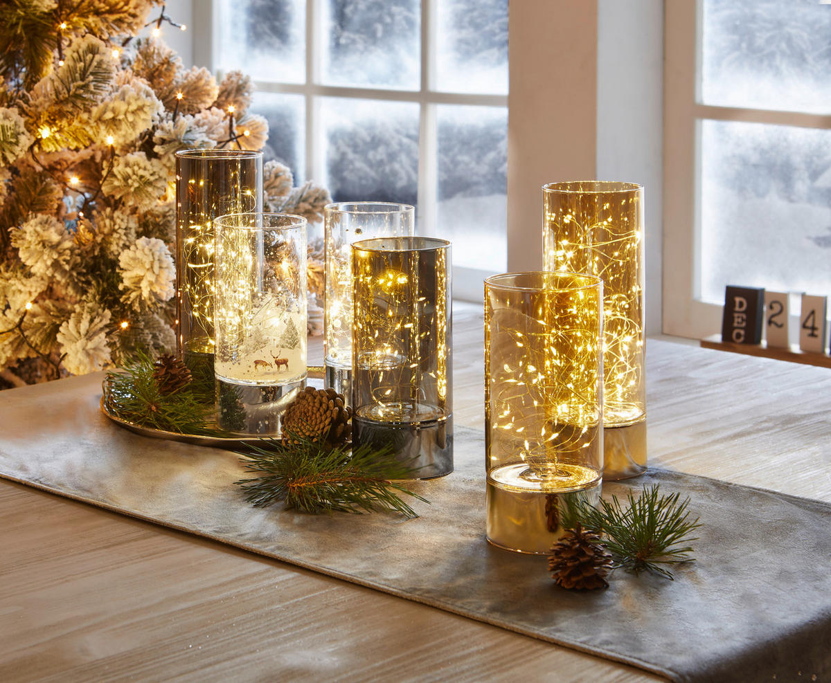 DEKOSÄULE  - Grau, LIFESTYLE, Glas (9/20cm) - X-Mas