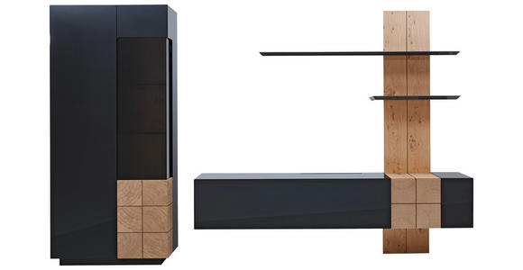 WOHNWAND 325/190/52 cm in Eichefarben, Dunkelgrau - Eichefarben/Dunkelgrau, Design, Holz/Holzwerkstoff (325/190/52cm) - Ambiente
