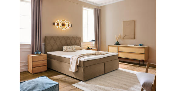 BOXSPRINGBETT 180/200 cm in Cognac - Cognac/Schwarz, Design, Kunststoff/Textil (180/200cm) - Xora