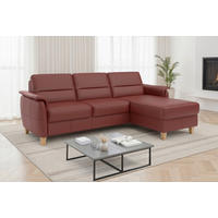 ECKSOFA PALMERA E in Echtleder Rotbraun  244/163 cm  - Rotbraun/Eichefarben, Basics, Leder/Holz (244/163cm) - Sit & More