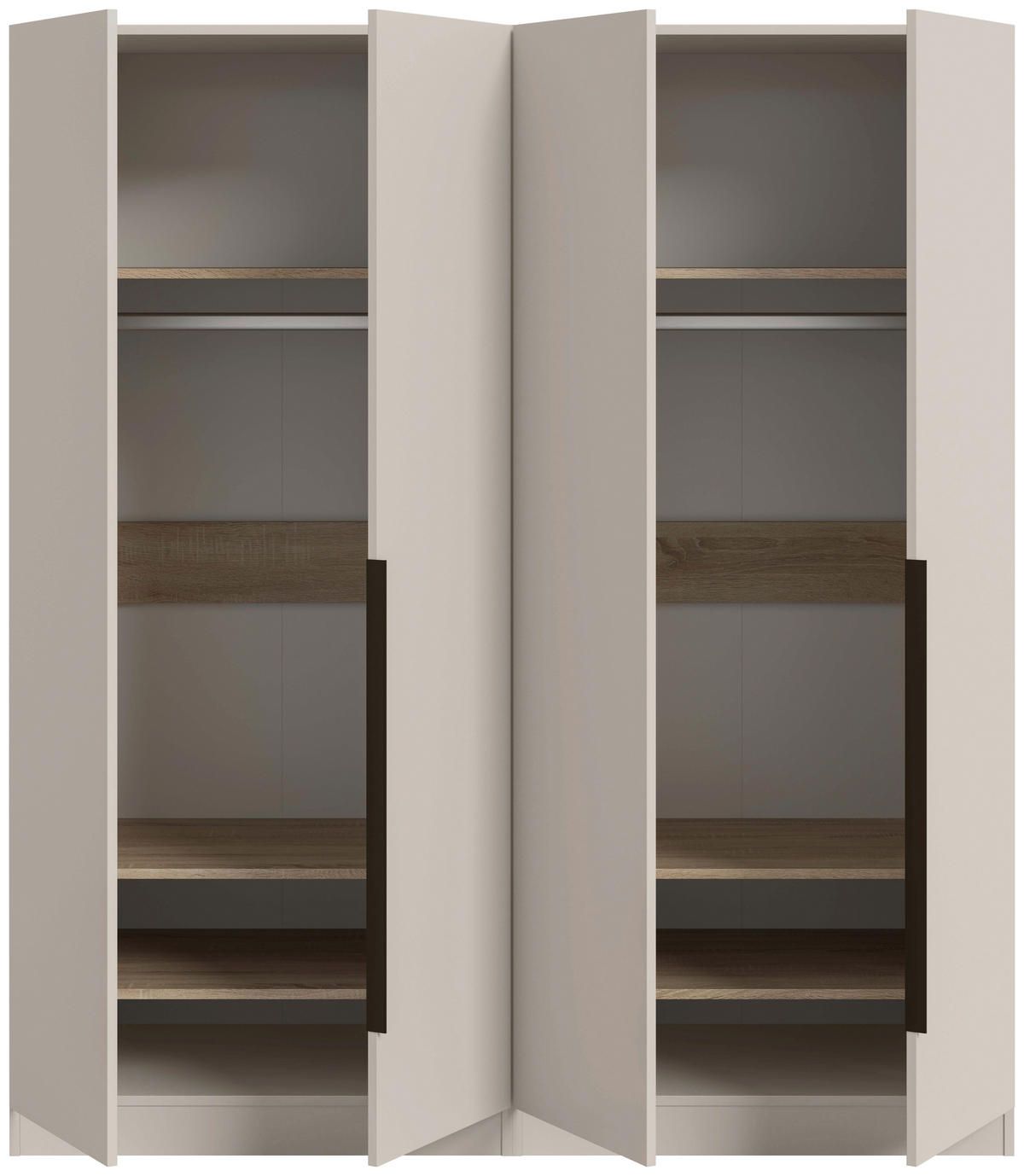 DREHTÜRENSCHRANK 160/181/52 cm,  in Kaschmir, 4-türig  - Kaschmir/Schwarz, MODERN, Holzwerkstoff/Kunststoff (160/181/52cm) - Livetastic