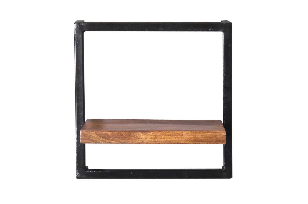WANDREGAL 35/35/25 cm  - Schwarz/Naturfarben, Design, Holz/Metall (35/35/25cm) - MID.YOU