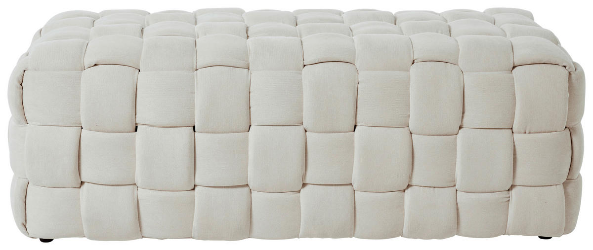 SITZBANK 118/43/50 cm Samt Creme Eukalyptusholz  - Creme, MODERN, Holz/Textil (118/43/50cm)