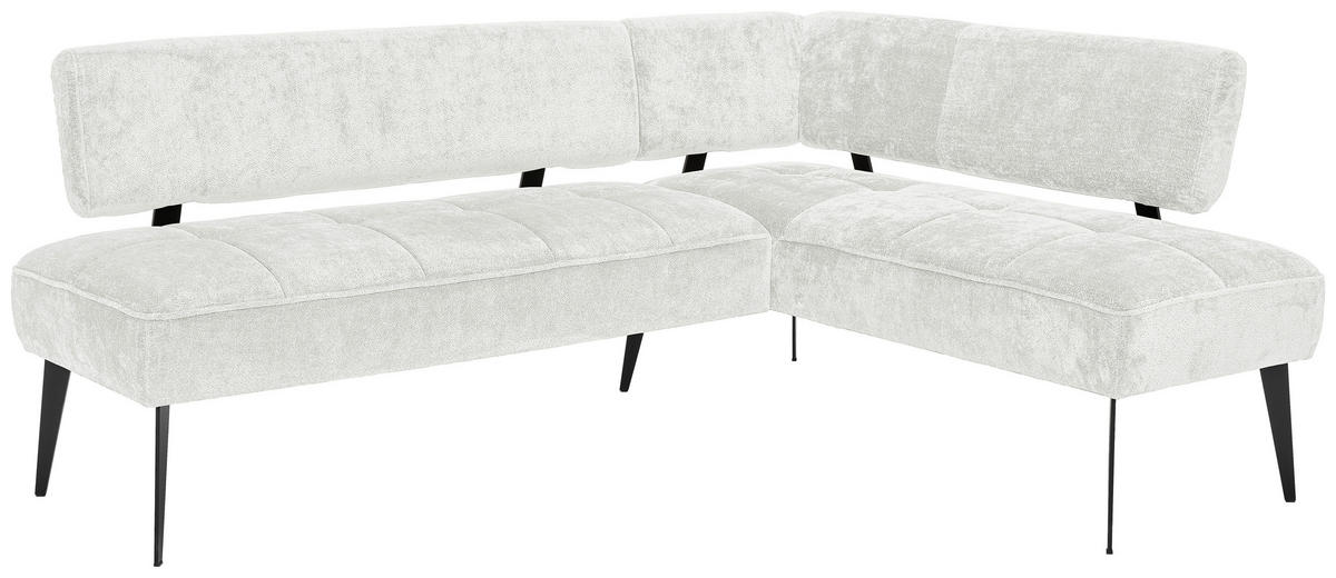 ECKBANK 212/162 cm Webstoff Weiß Metall   - Schwarz/Weiß, MODERN, Textil/Metall (212/162cm) - Welnova