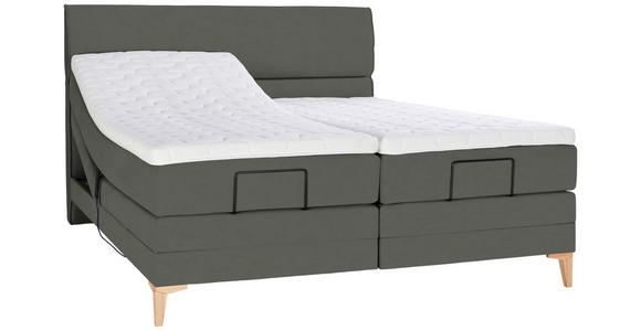 BOXSPRINGBETT 180/200 cm  in Grau  - Eichefarben/Grau, KONVENTIONELL, Holz/Textil (180/200cm) - Voleo