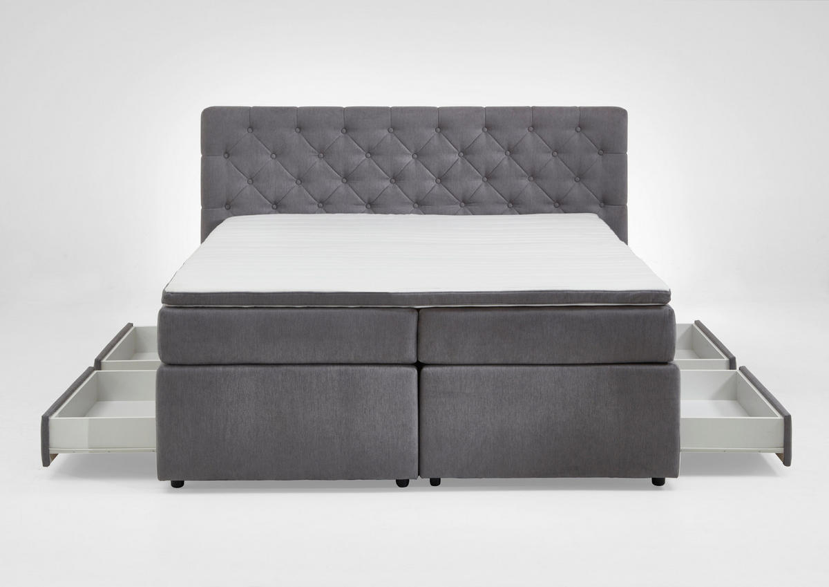 POSTEL BOXSPRING, 160/200 cm, šedá - šedá/černá, Moderní, textil/plast (160/200cm) - MID.YOU