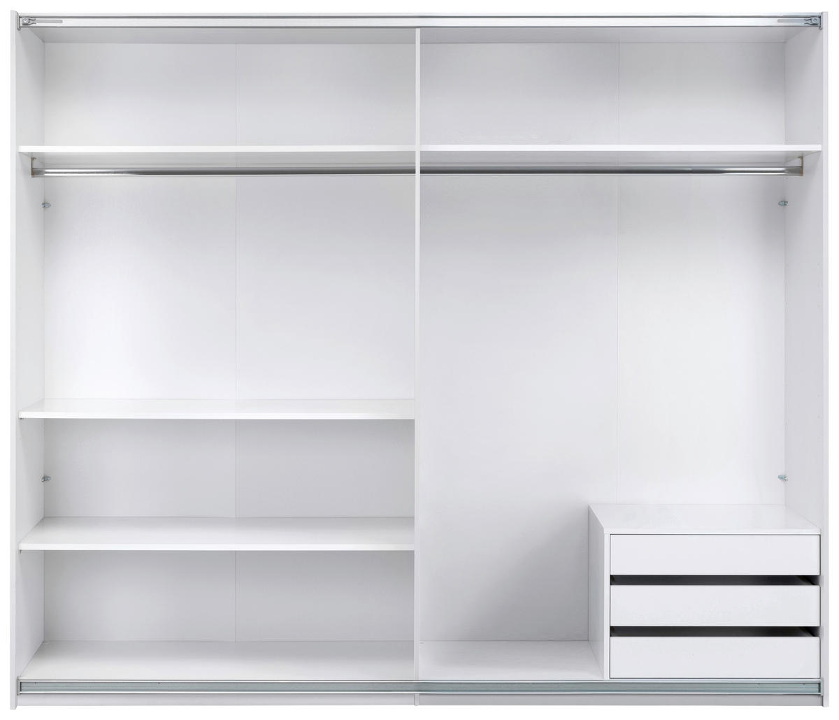 SCHIEBETÜRENSCHRANK 250/211,5/61,5 cm 2-türig Weiß  - Schwarz/Weiß, MODERN, Holzwerkstoff/Metall (250/211,5/61,5cm) - MID.YOU