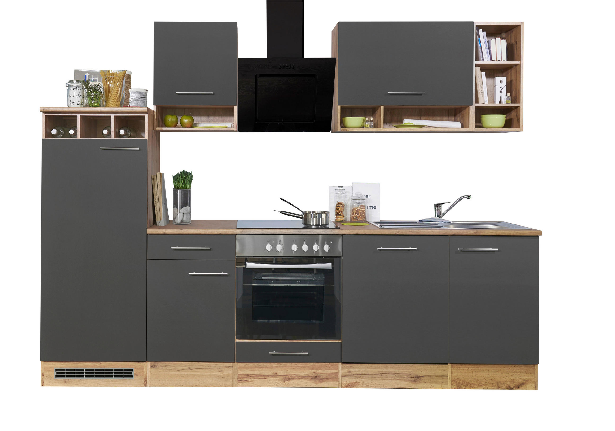 KÜCHENLEERBLOCK 280 cm   in Grau  - Wildeiche/Edelstahlfarben, Basics, Holzwerkstoff/Metall (280cm) - Respekta