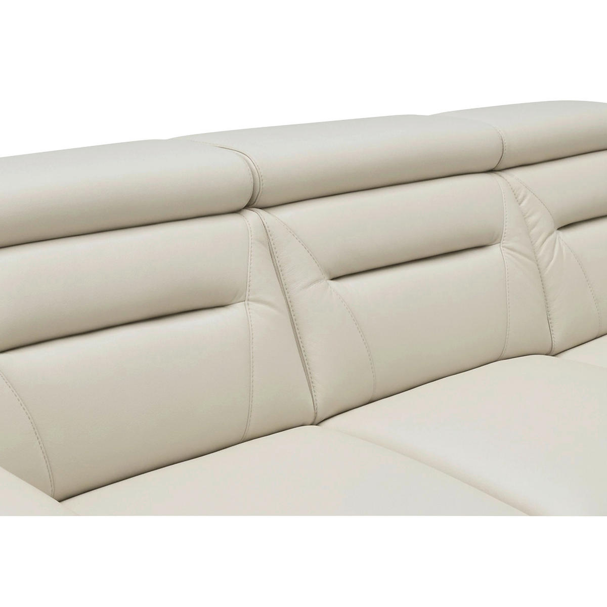 ECKSOFA Creme Echtleder Lederlook Schlaffunktion, Rücken echt, Relaxfunktion, Kopfteilverstellung  - Wengefarben/Creme, Design, Leder/Holz (260/260cm) - Celina Home