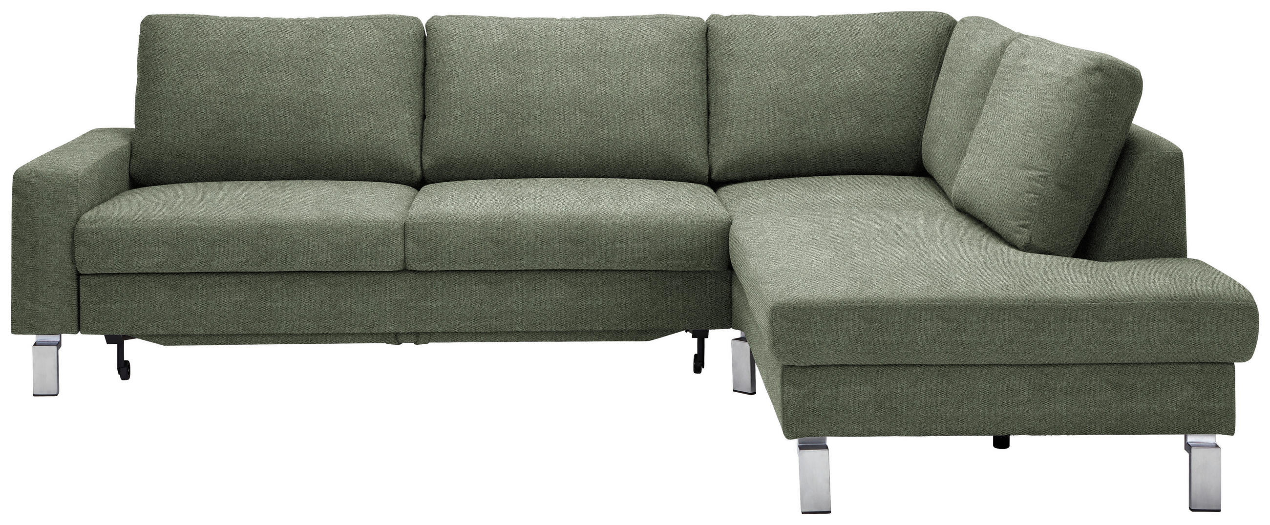 ECKSOFA in Flachgewebe Olivgrün  - Chromfarben/Olivgrün, Design, Textil/Metall (276/200cm) - Hom`in