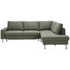 ECKSOFA in Flachgewebe Olivgrün  - Chromfarben/Olivgrün, Design, Textil/Metall (276/200cm) - Hom`in