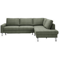 ECKSOFA in Flachgewebe Olivgrün  - Chromfarben/Olivgrün, Design, Textil/Metall (276/200cm) - Hom`in