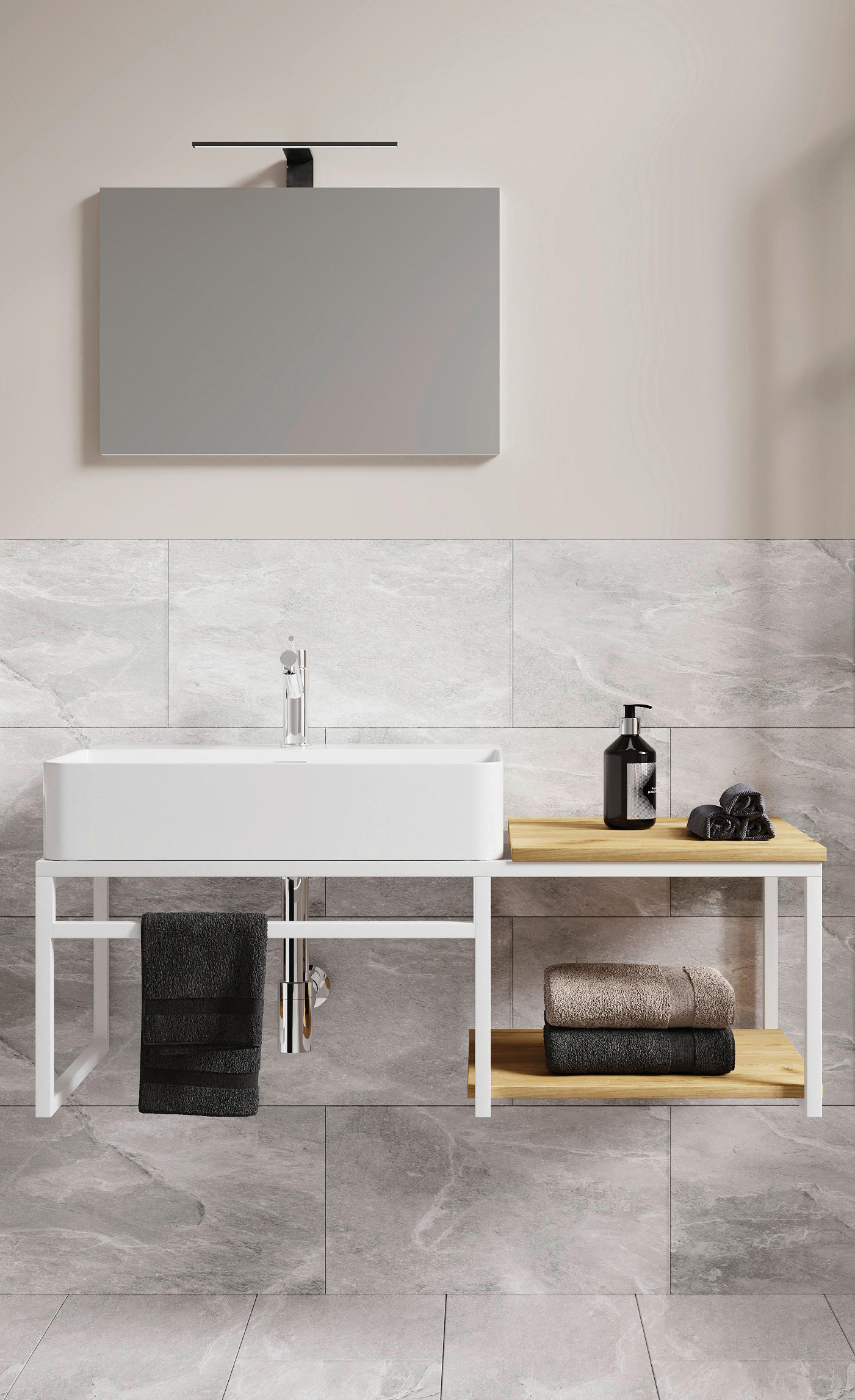 BADEZIMMER 3-teilig  in 100 cm  - Honigeiche/Weiss, Modern, Glas/Keramik (100cm) - MID.YOU