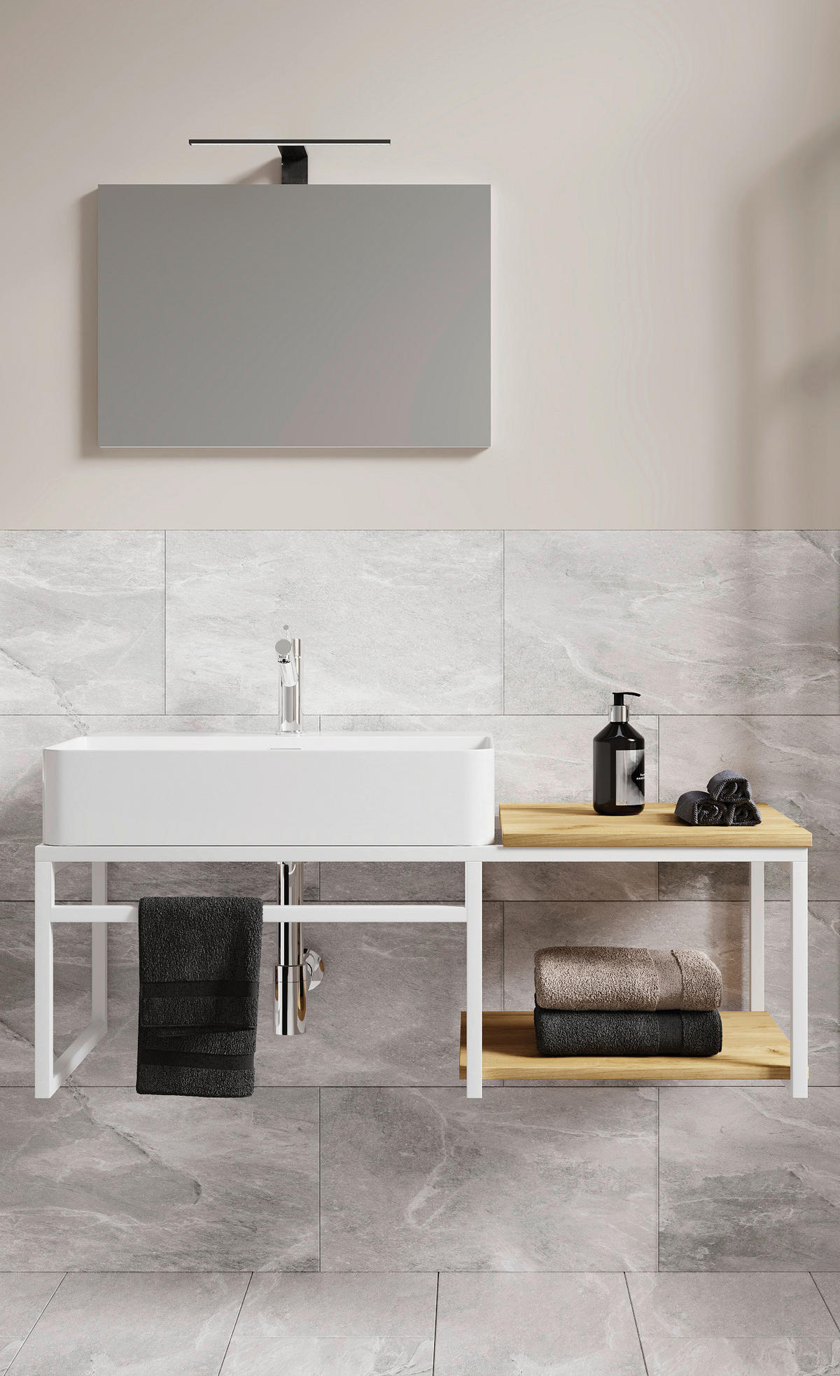 BADEZIMMER 3-teilig  in 100 cm  - Honigeiche/Weiss, Modern, Glas/Keramik (100cm) - MID.YOU