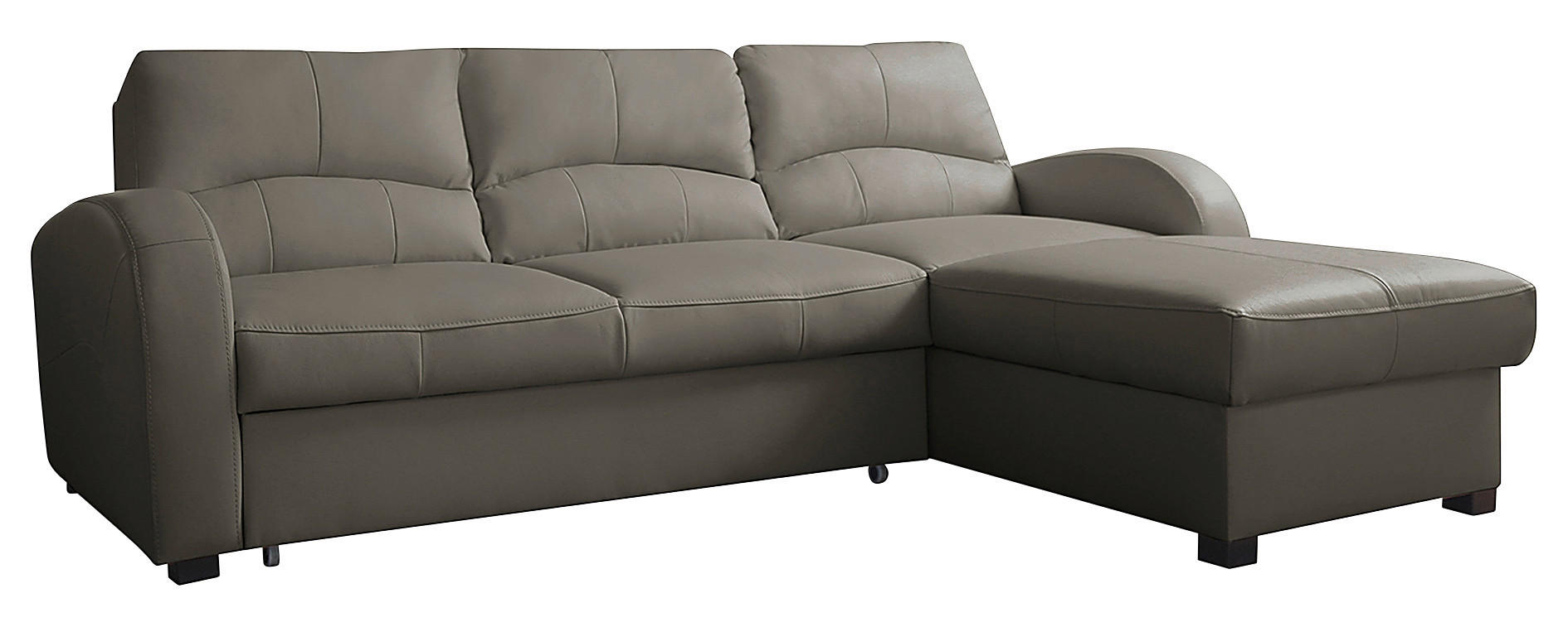 ECKSOFA Schlammfarben Echtleder Lederlook  - Schlammfarben/Schwarz, Design, Leder/Kunststoff (227/168cm) - Livetastic