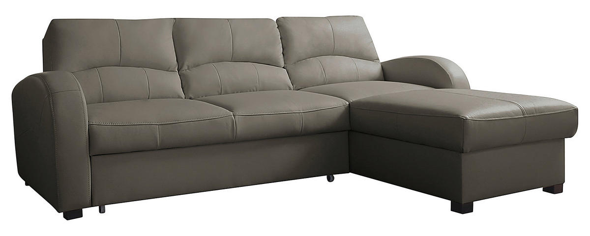 ECKSOFA in Lederlook Echtleder Schlammfarben  - Schlammfarben/Schwarz, Design, Leder/Kunststoff (227/168cm) - Livetastic