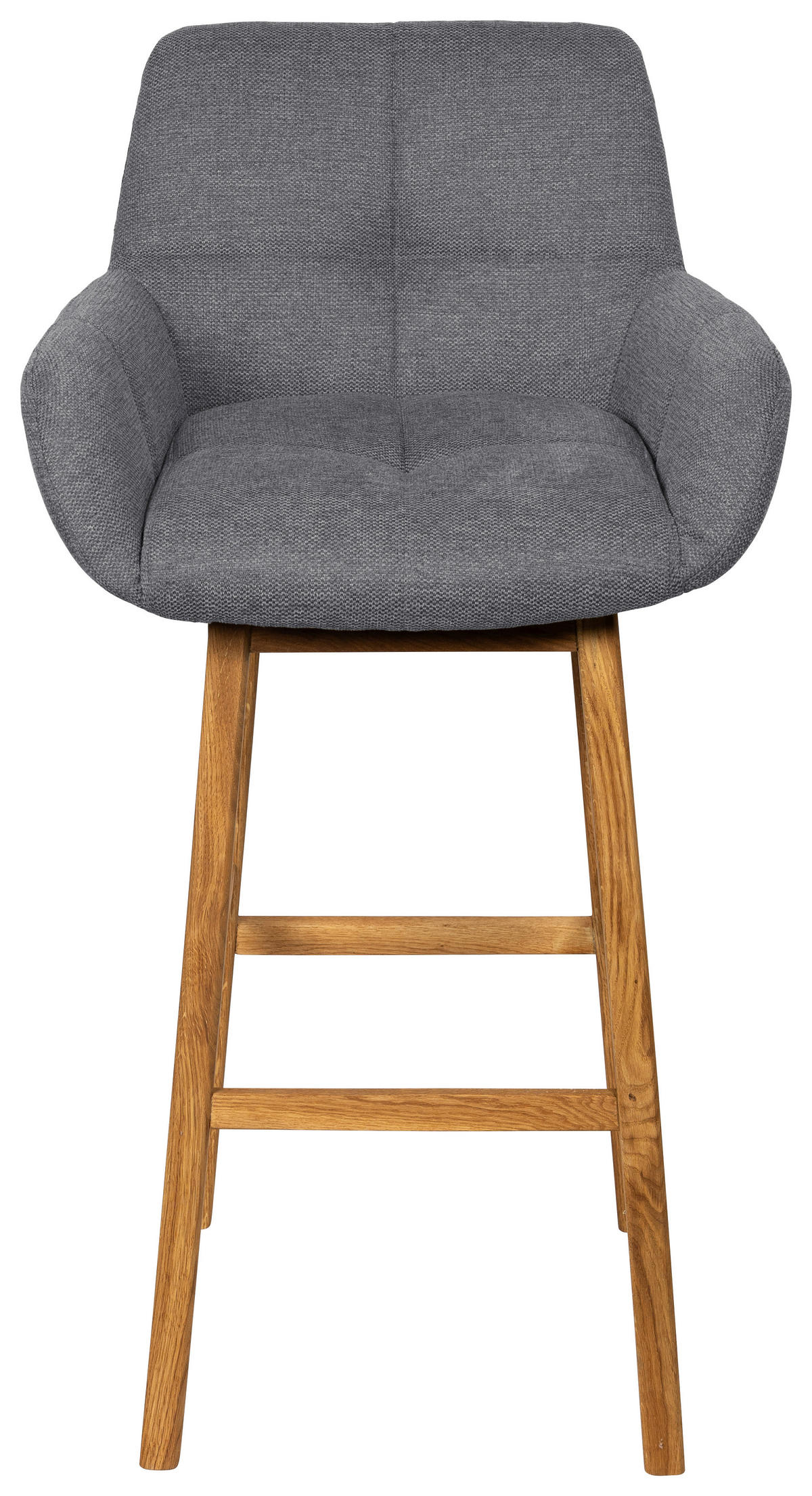 BARHOCKER Webstoff Anthrazit Eiche massiv  - Eichefarben/Anthrazit, KONVENTIONELL, Holz/Textil (54,5/104,5/58cm) - Linea Natura