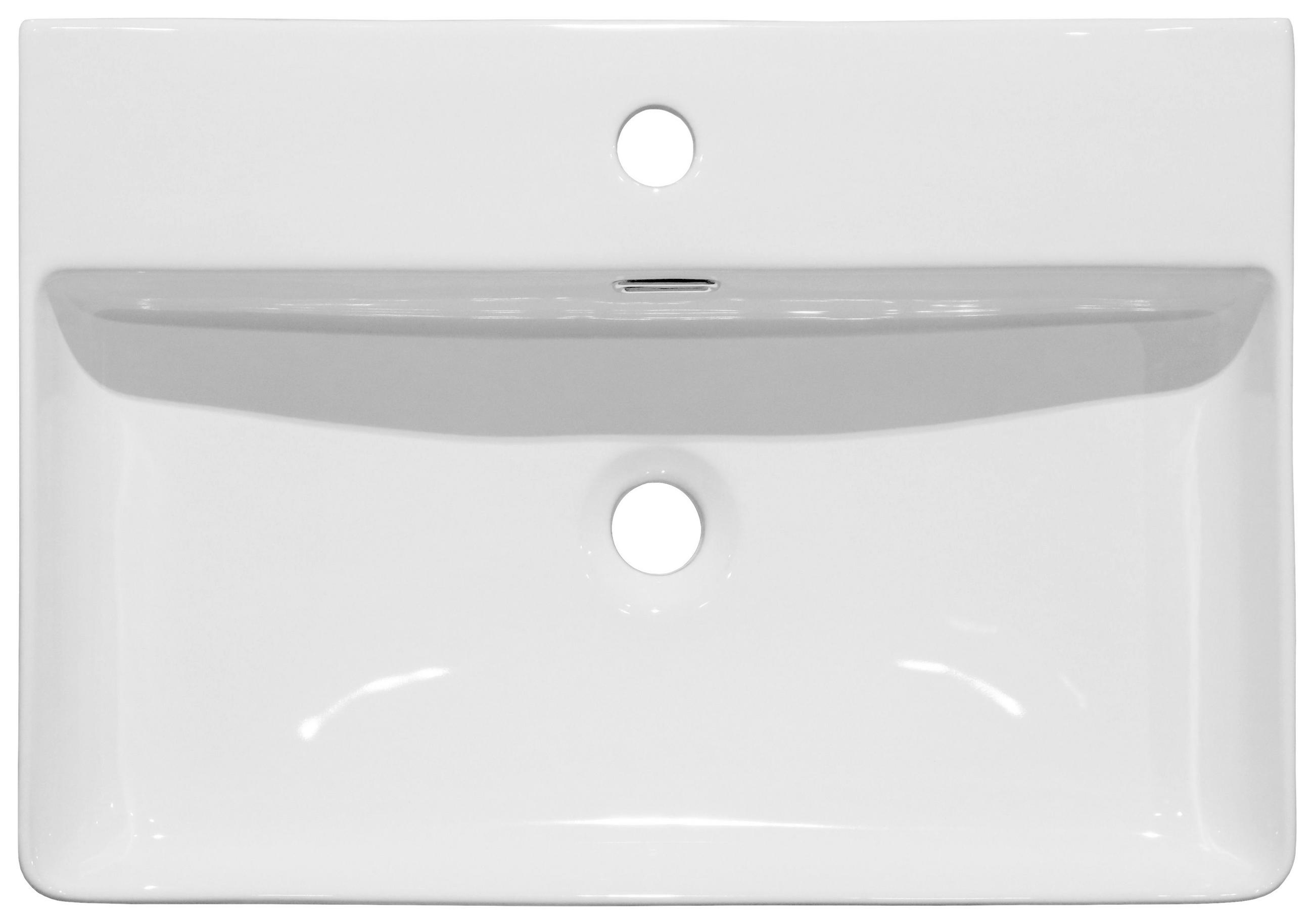 WASCHBECKEN  - Weiss, Basics, Keramik (61/13/42cm) - Linea Natura