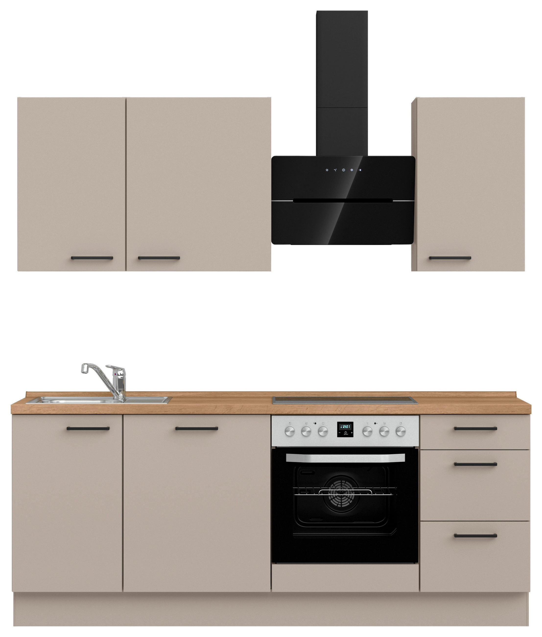 KÜCHENBLOCK Easytouch 210 cm  in Eichefarben, Sandfarben  - Sandfarben/Eichefarben, MODERN, Holzwerkstoff/Metall (210cm) - Nobilia