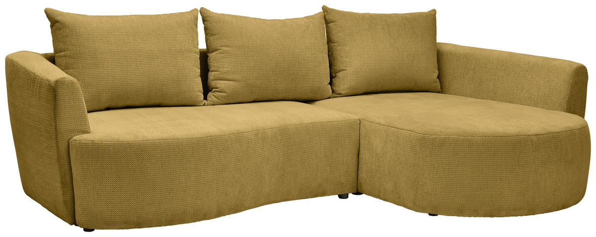 ECKSOFA Senfgelb Chenille  - Senfgelb/Schwarz, MODERN, Kunststoff/Textil (287/179cm) - Carryhome