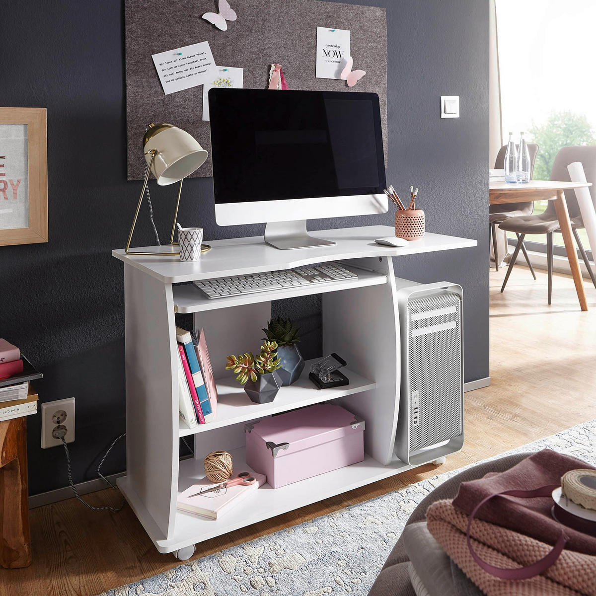 COMPUTERTISCH Weiß  - Weiß, KONVENTIONELL, Holzwerkstoff/Kunststoff (50/90/71cm) - MID.YOU