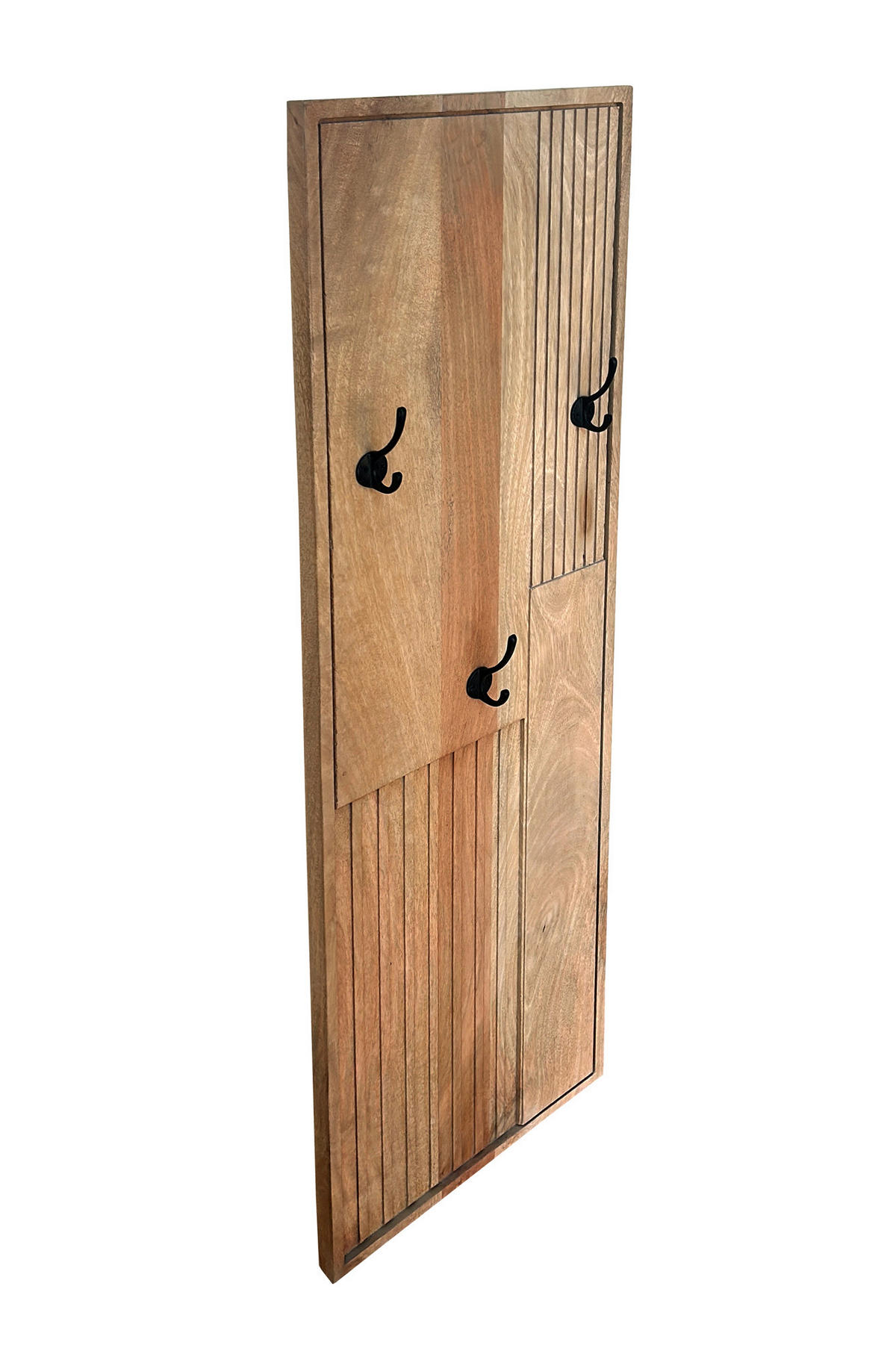 GARDEROBENPANEEL  in 35/110/3 cm  - Schwarz/Naturfarben, Design, Holz/Metall (35/110/3cm) - MID.YOU